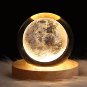 Crystal Ball LED Table Lamp USB 3D Moon Galaxy Night Light for Bedroom