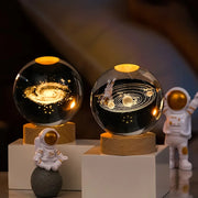 Crystal Ball LED Table Lamp USB 3D Moon Galaxy Night Light for Bedroom
