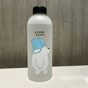 Cute Panda Bear Water Bottles 1000ml with Straw – Frosted Leak-Proof Cartoon Shaker Cup
