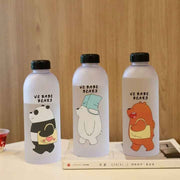 Cute Panda Bear Water Bottles 1000ml with Straw – Frosted Leak-Proof Cartoon Shaker Cup