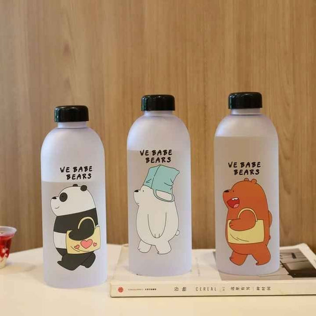 Cute Panda Bear Water Bottles 1000ml with Straw – Frosted Leak-Proof Cartoon Shaker Cup